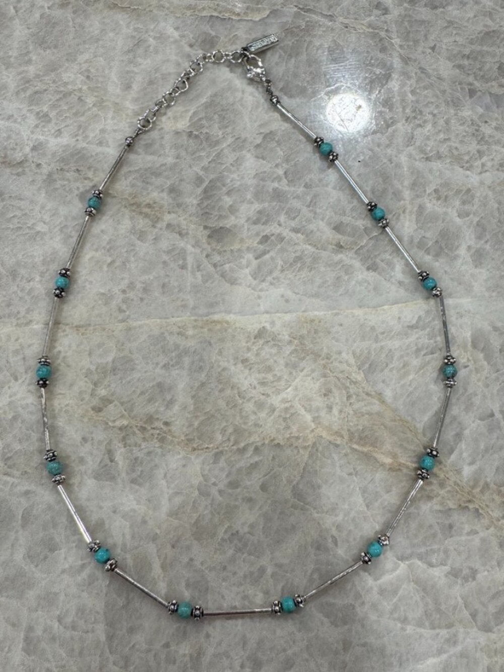 Napier Silver Tone Necklace Turquoise Beads Vintage